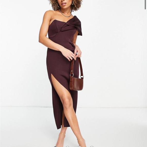 ASOS Dresses & Skirts - COPY - ASOS DESIGN one shoulder seamed bust midi dress with high leg split in a…
